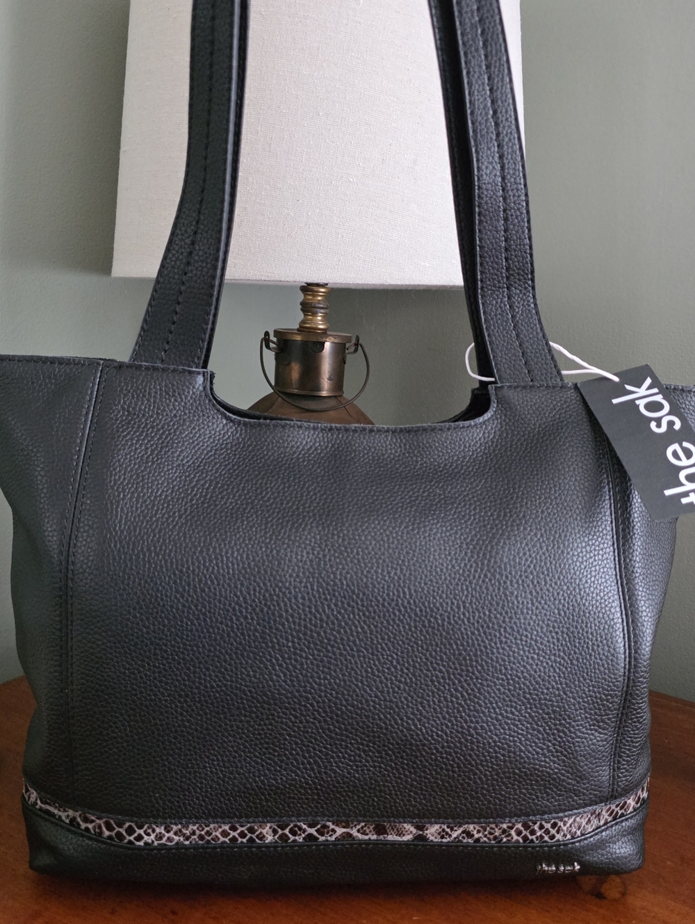 The Sak NWT De Young Tote Black Pebbled Leather Shoulder Bag